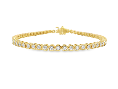 2.70Ct Diamond Bezel Bracelet 14k Yellow Gold