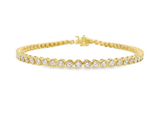 2.70Ct Diamond Bezel Bracelet 14k Yellow Gold