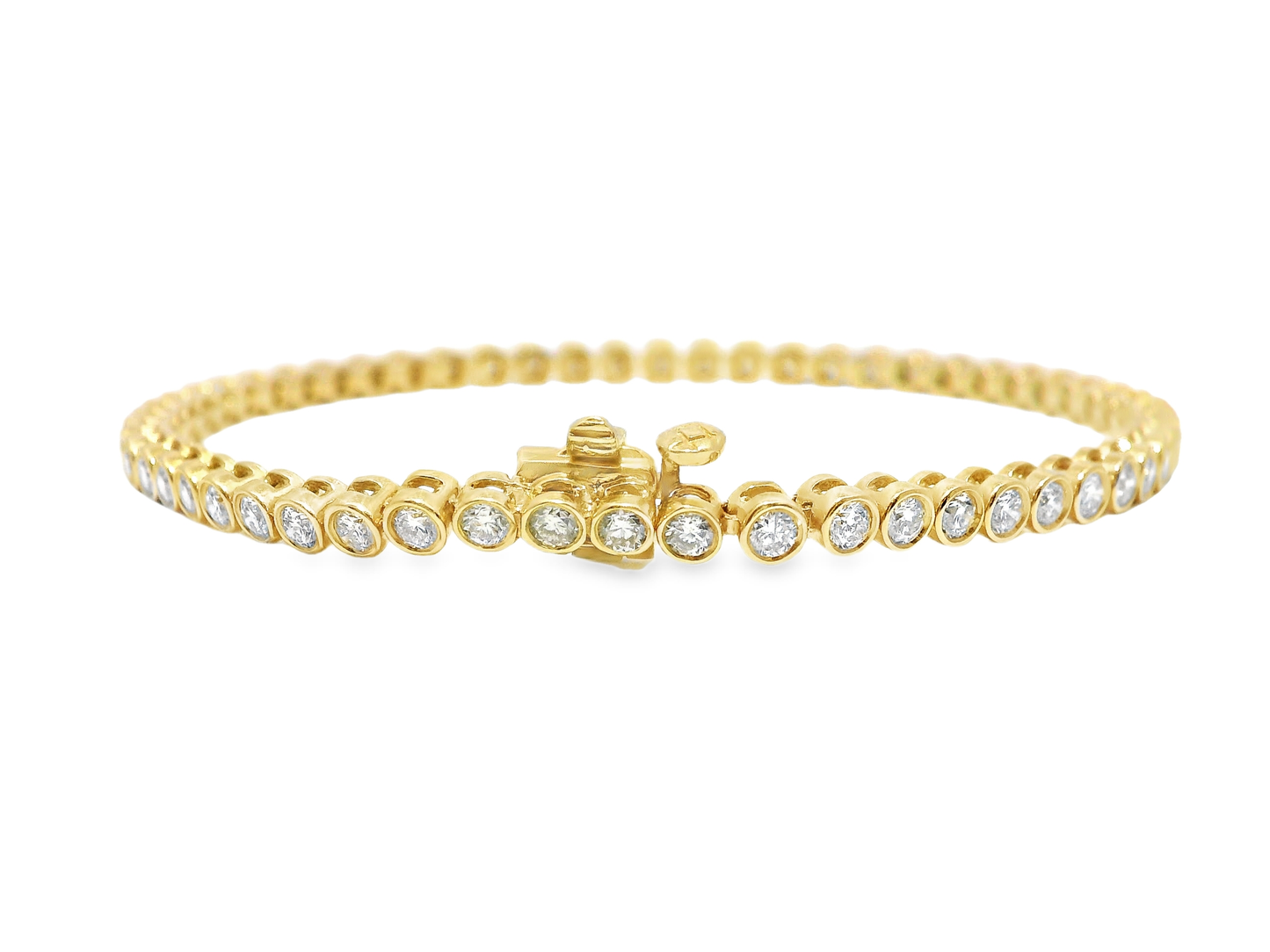 2.70Ct Diamond Bezel Bracelet 14k Yellow Gold