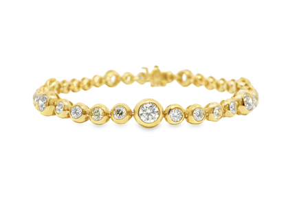 4.59CT Diamond Bezel Bracelet 14k Yellow Gold
