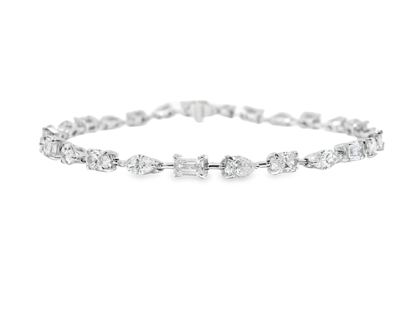 5.05CT Diamond Multi Shape Bracelet 18k White Gold