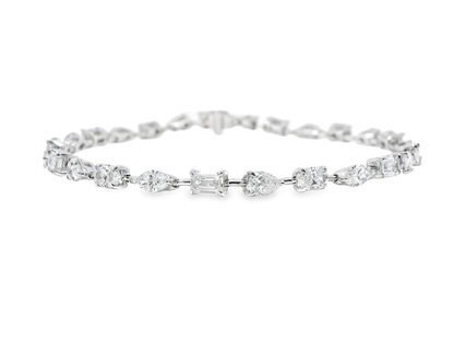 5.05CT Diamond Multi Shape Bracelet 18k White Gold