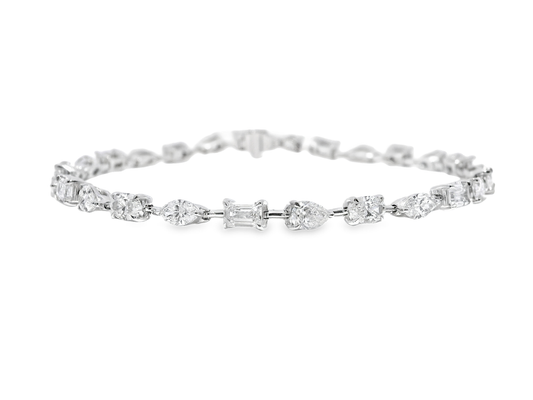 5.05CT Diamond Multi Shape Bracelet 18k White Gold