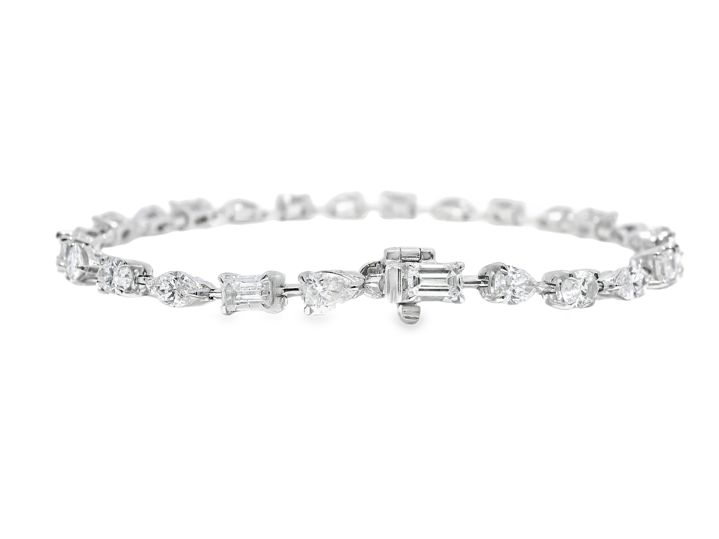 5.05CT Diamond Multi Shape Bracelet 18k White Gold