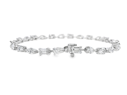 5.05CT Diamond Multi Shape Bracelet 18k White Gold