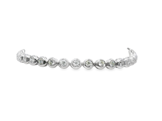 2.98CT Diamond Bezel Bracelet 14k White Gold