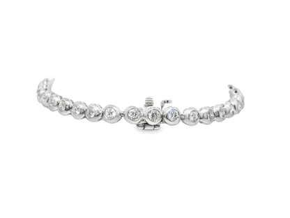 2.98CT Diamond Bezel Bracelet 14k White Gold