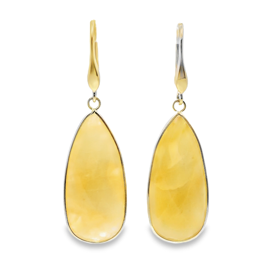 Plain Yellow Jasper Earring 14k Yellow Gold