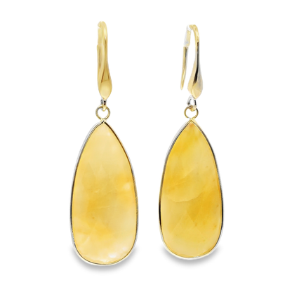 Plain Yellow Jasper Earring 14k Yellow Gold