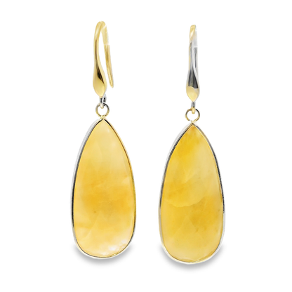 Plain Yellow Jasper Earring 14k Yellow Gold