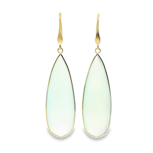 Plain Aqua Stone Earring14k Yellow Gold