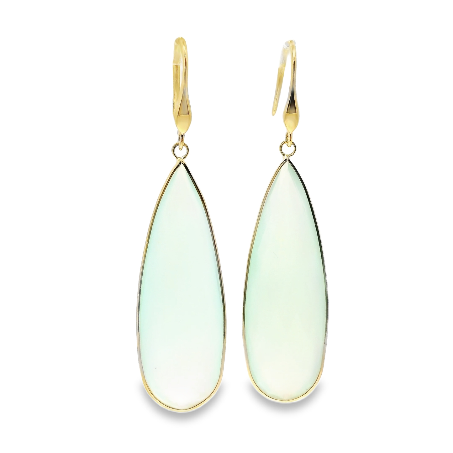 Plain Aqua Stone Earring14k Yellow Gold