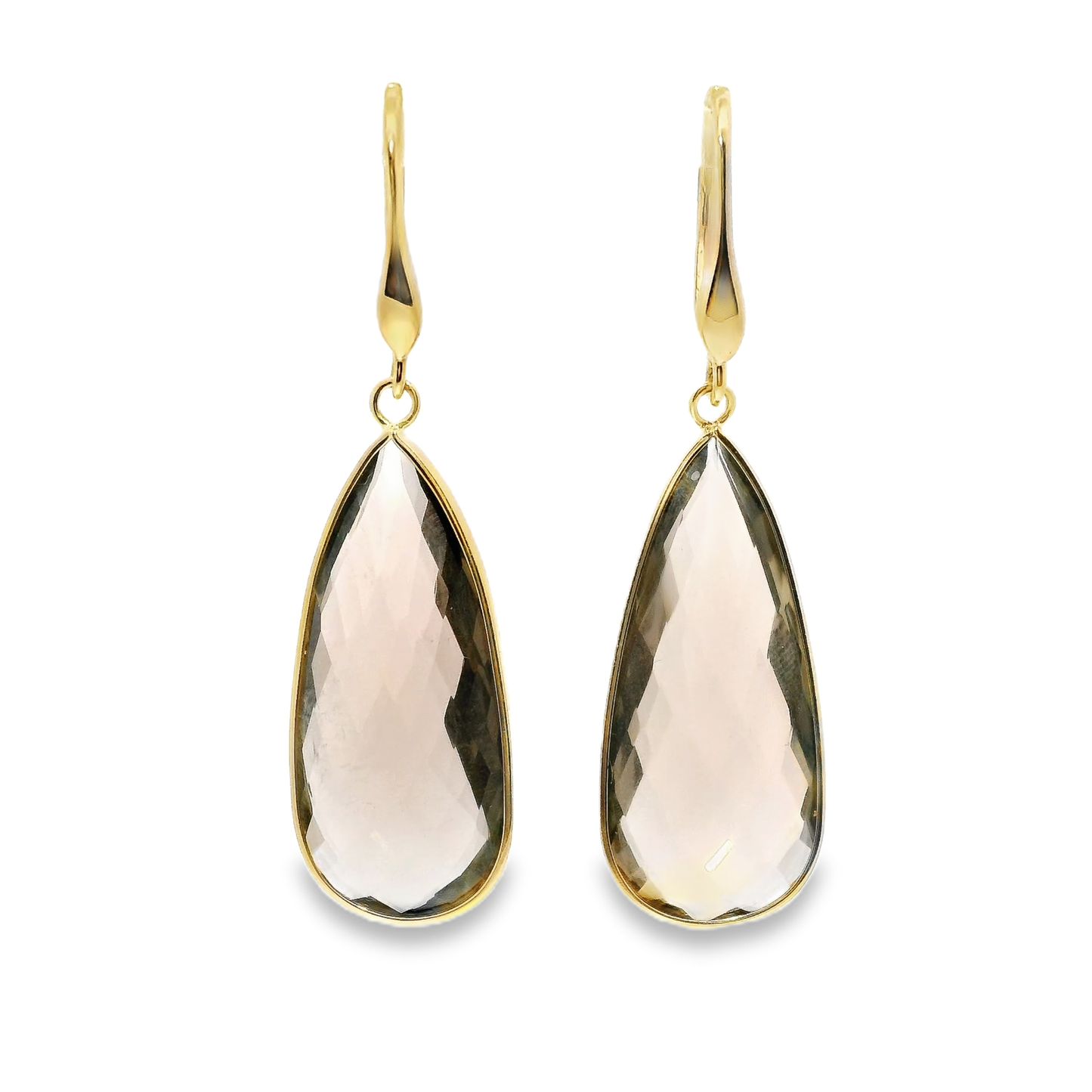 Plain Smokey Quartz Earring 14k Yellow Gold