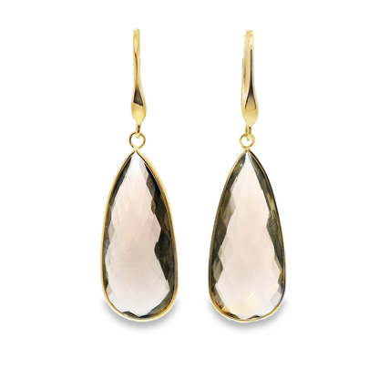 Plain Smokey Quartz Earring 14k Yellow Gold