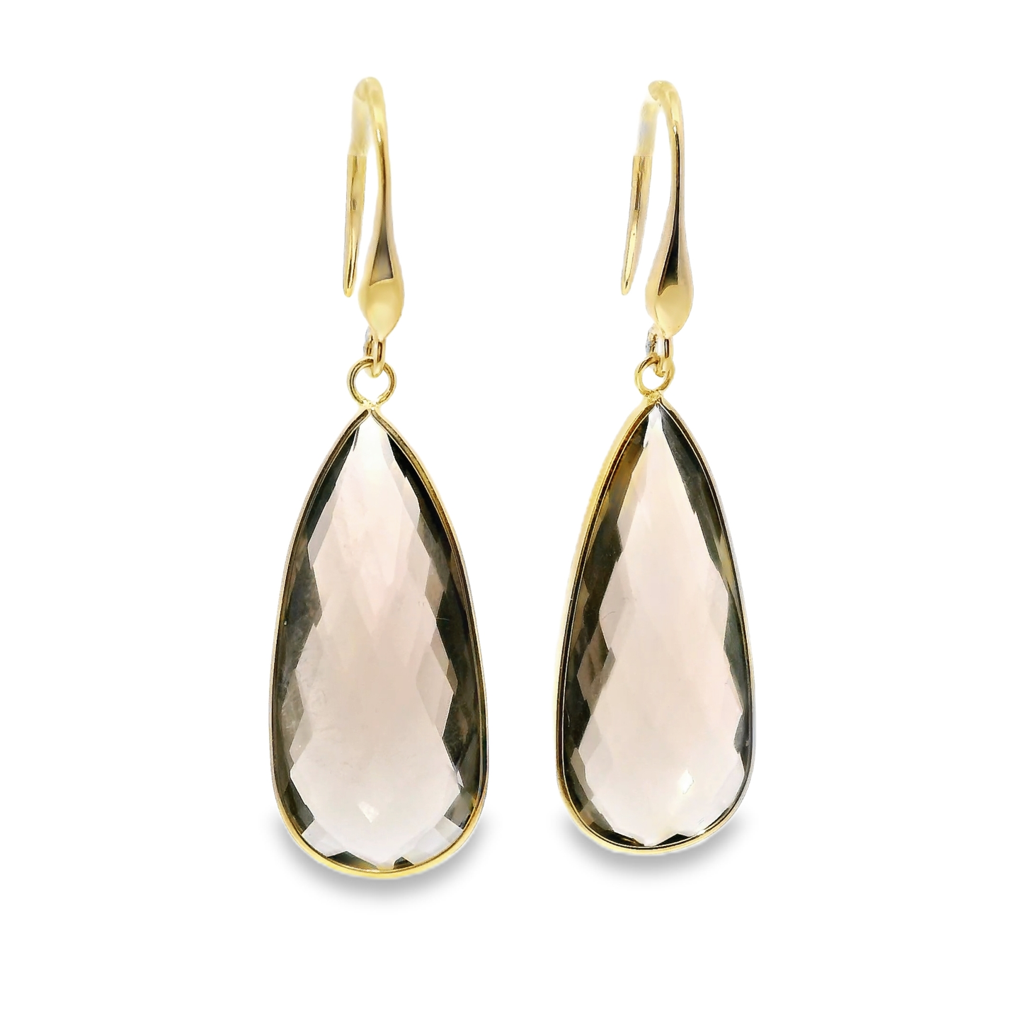 Plain Smokey Quartz Earring 14k Yellow Gold