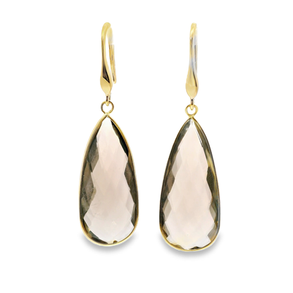 Plain Smokey Quartz Earring 14k Yellow Gold