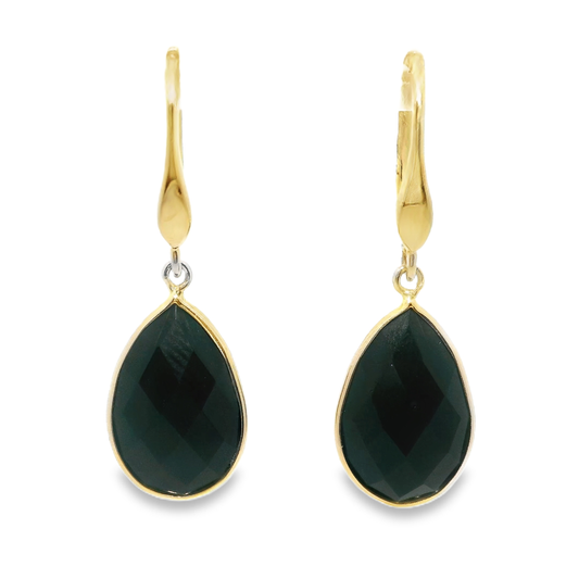 Black Onyx Hoop Earring 14k Gold