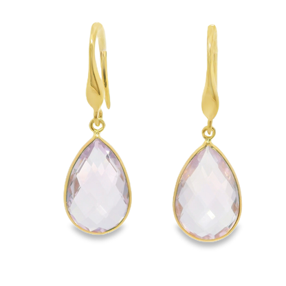 Plain Hoop Purple Amethyst Earring 14k Yellow Gold