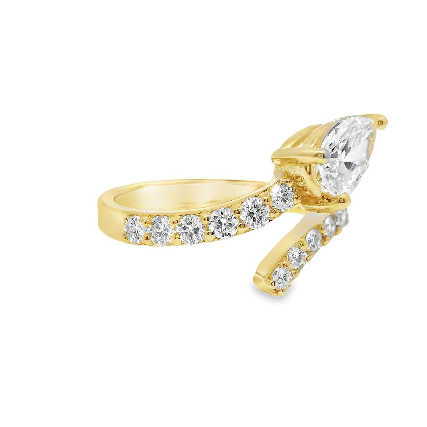 0.59CT Lab Diamond 0.74CT Lab Pear Shape Stone 14k Yellow Gold