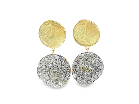 1.88CT Diamond Disc Fashion Earring 14k Yellow Gold
