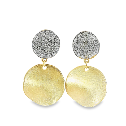 0.70CT Diamond Disc Fashion Earring 14k Yellow Gold