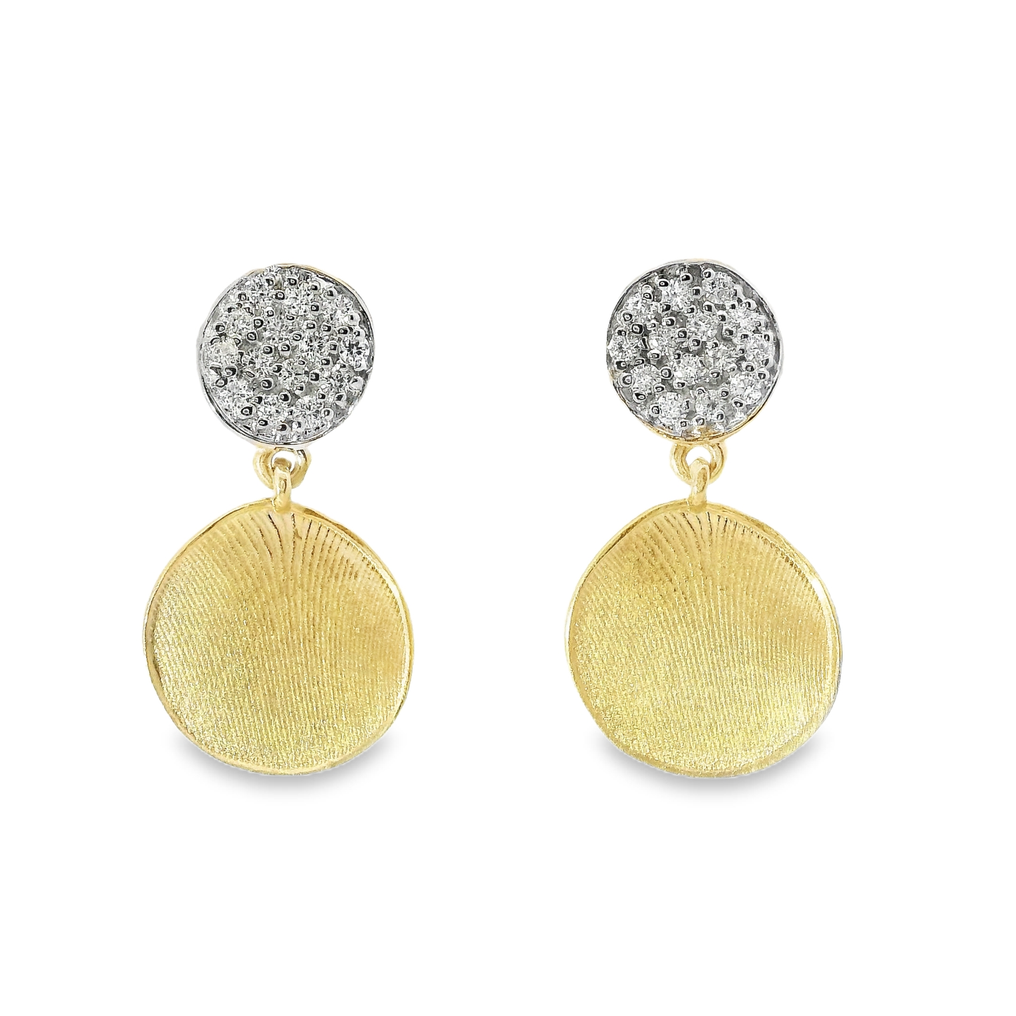 0.28CT Diamond Disc Fashion Earring 14k Yellow Gold