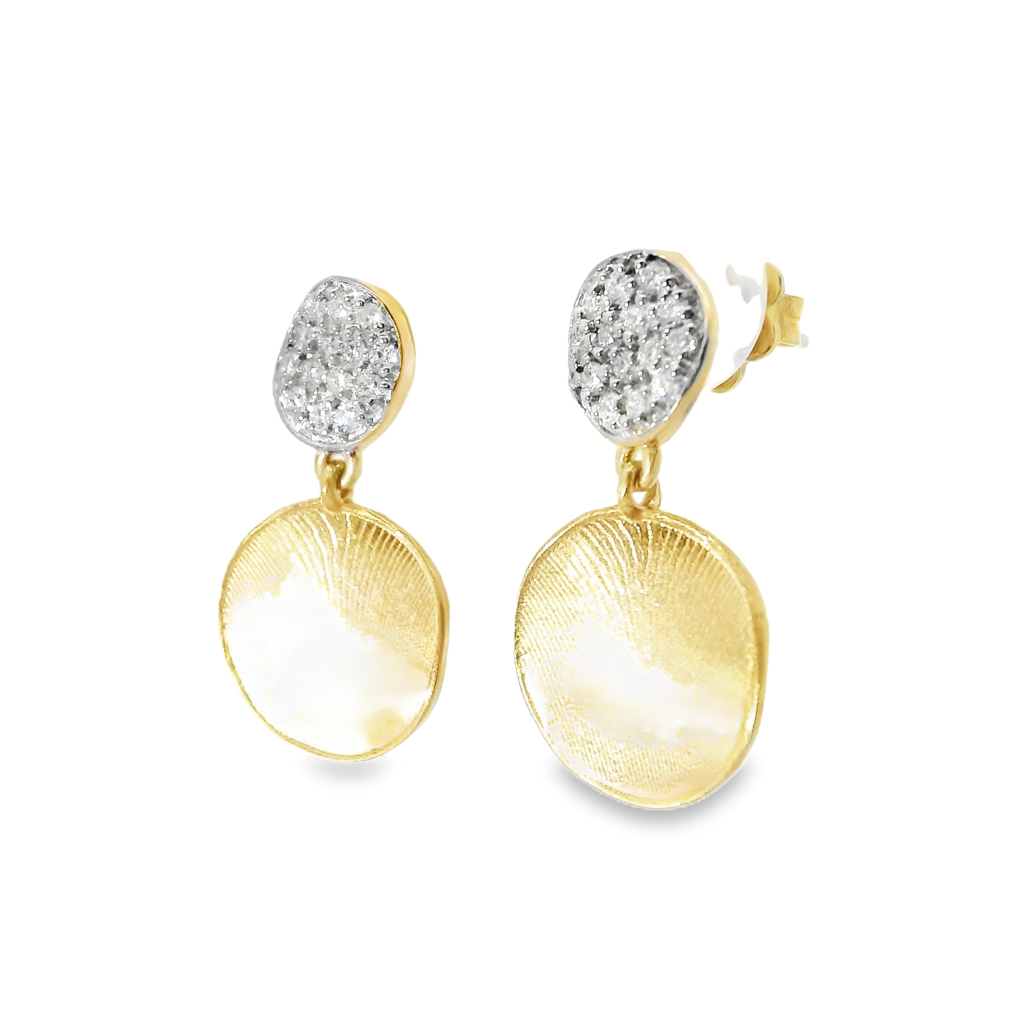 0.28CT Diamond Disc Fashion Earring 14k Yellow Gold
