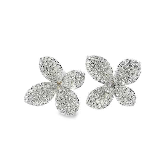 1.63CT diamond Flower Earring 14k White Gold