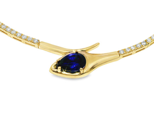 4.51CT Diamond 1.58CT Blue Sapphire Lab Certified Stone 14k Yellow Gold