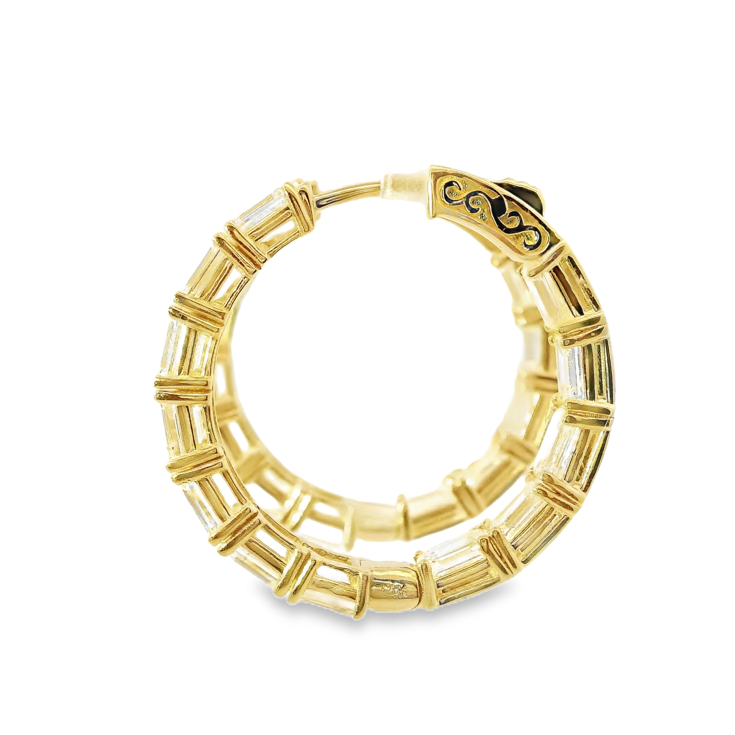 6.56CT Emerald Cut Lab Diamond Hoop Earring 14k Yellow Gold