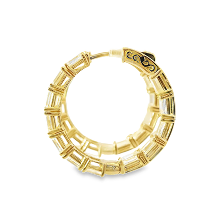 6.56CT Emerald Cut Lab Diamond Hoop Earring 14k Yellow Gold