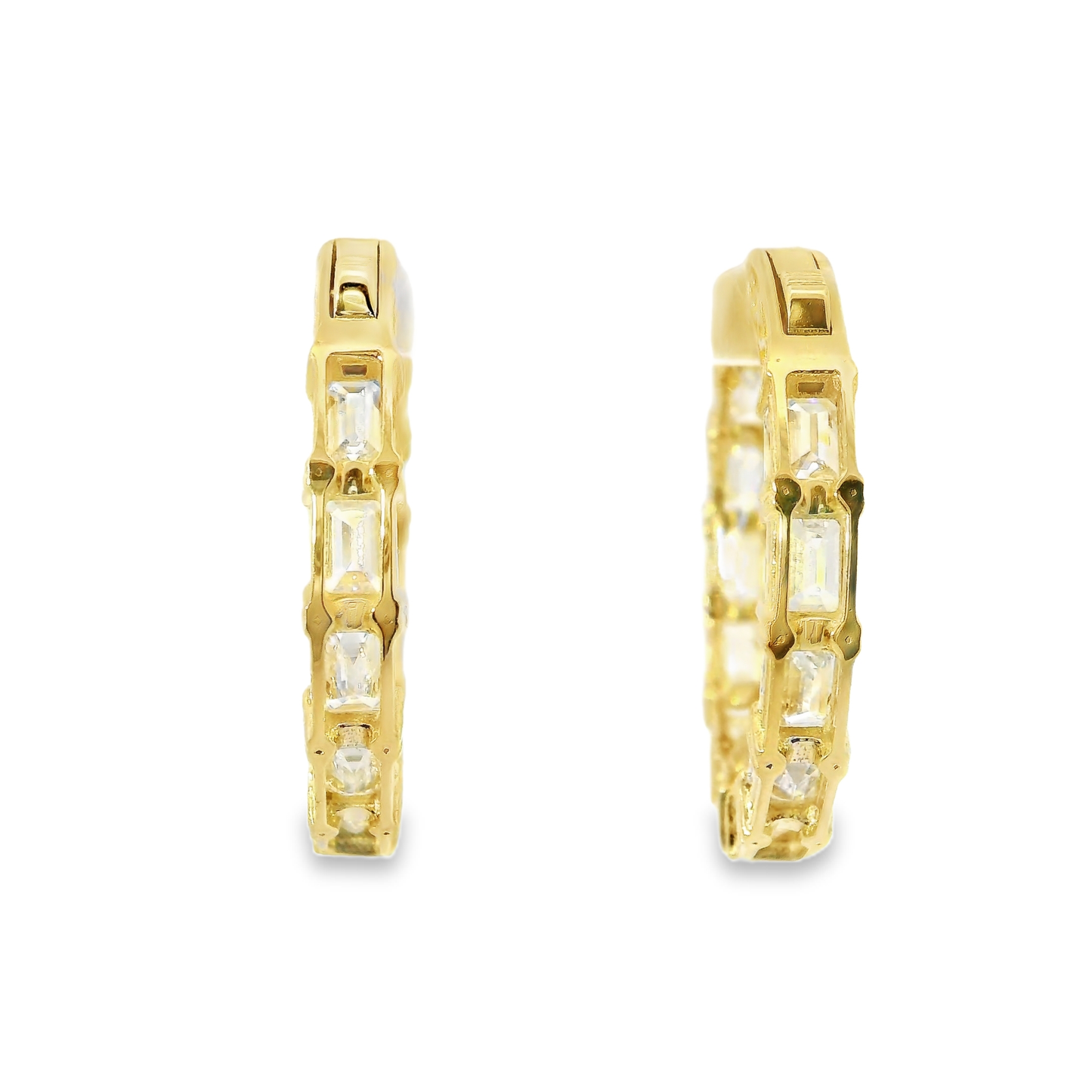 6.56CT Emerald Cut Lab Diamond Hoop Earring 14k Yellow Gold
