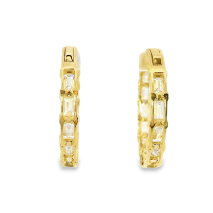 6.56CT Emerald Cut Lab Diamond Hoop Earring 14k Yellow Gold