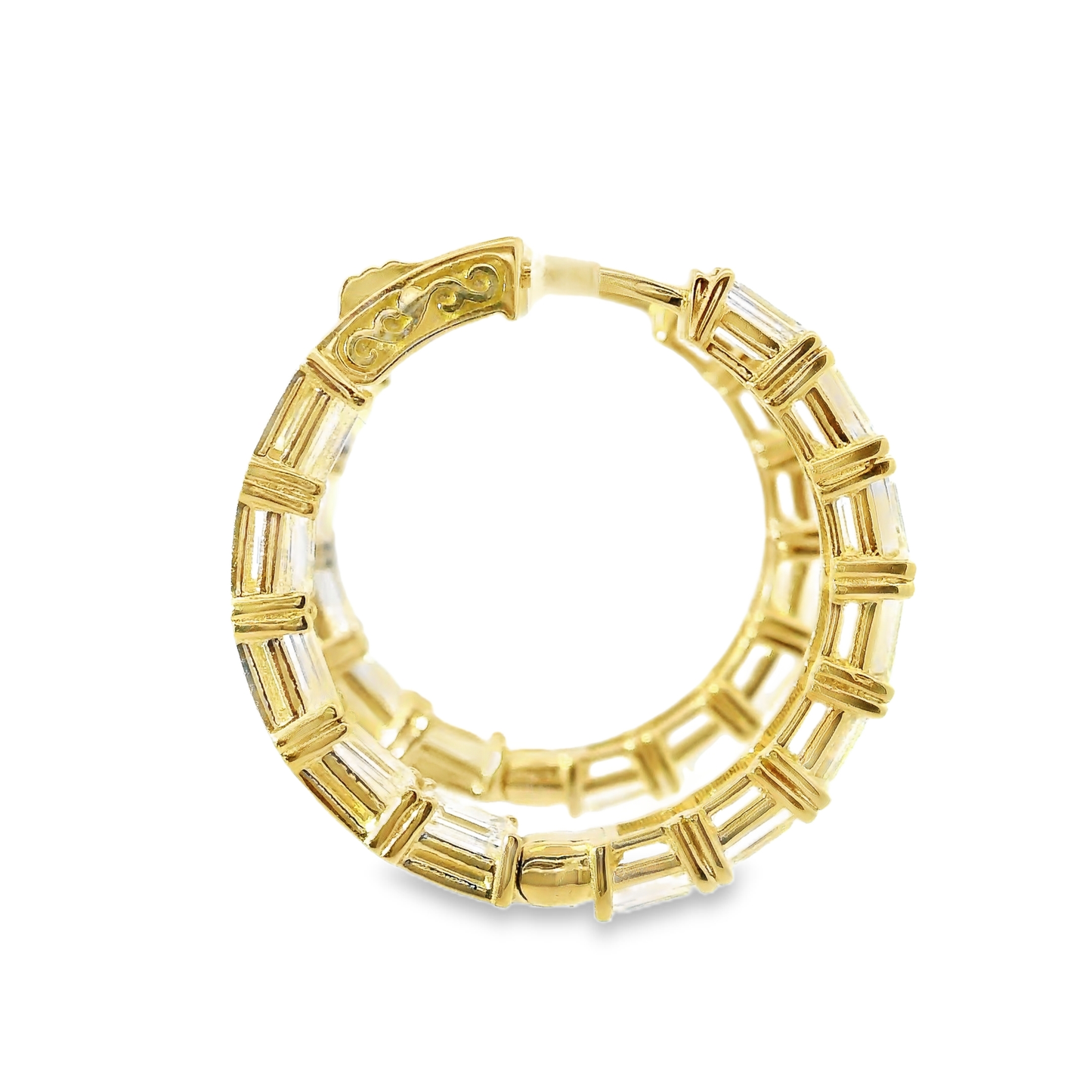 6.56CT Emerald Cut Lab Diamond Hoop Earring 14k Yellow Gold