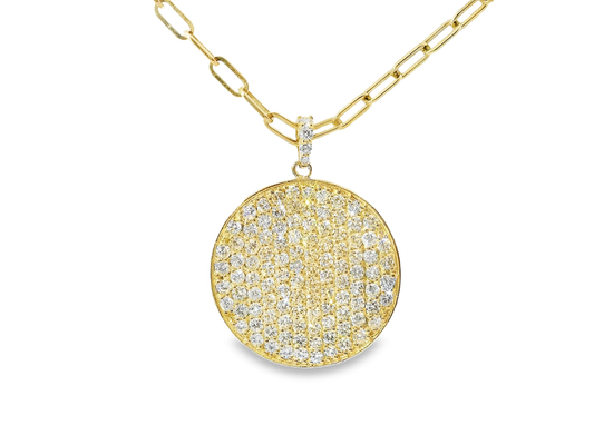 2.65CT Diamond Disc Pendant 14k Yellow Gold