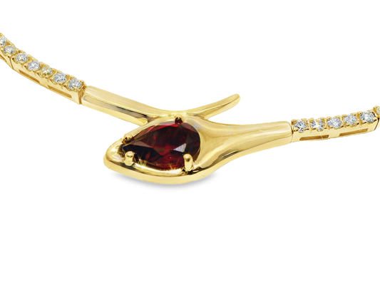 2.69CT Diamond 1.36CT Lab Ruby Fashion Necklace 14k Yellow Gold