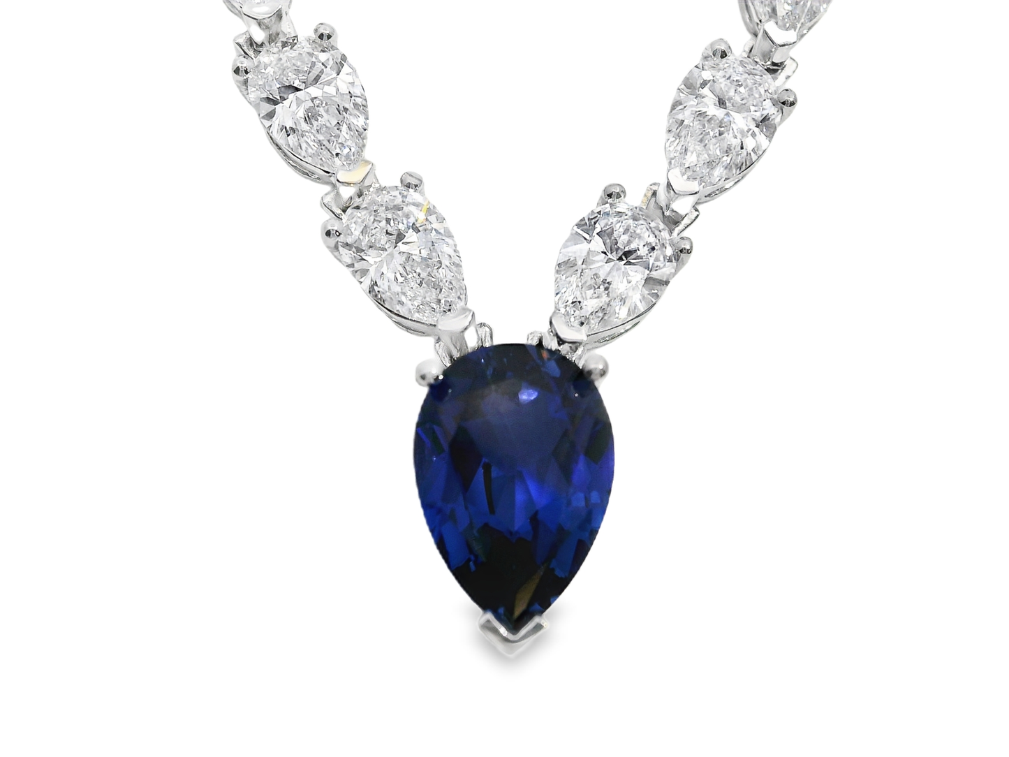 21.81CT Pear Shape Lab Diamond 2.45CT Emerald 14k White Gold