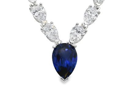 21.81CT Pear Shape Lab Diamond 2.45CT Emerald 14k White Gold