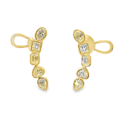 1.74CT Mixed Shapes Diamond Earring 14k Yellow Gold