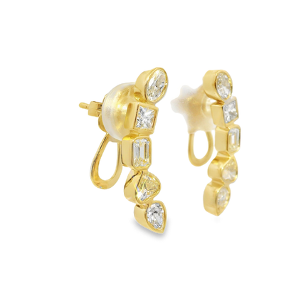 1.74CT Mixed Shapes Diamond Earring 14k Yellow Gold