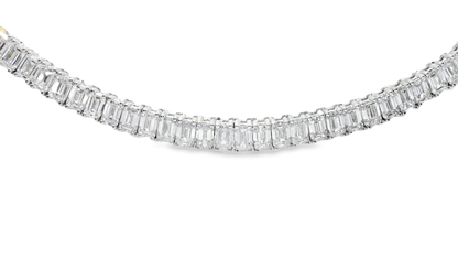 22.13CT Lab Diamond Emerald Cut Necklace 14k White Gold
