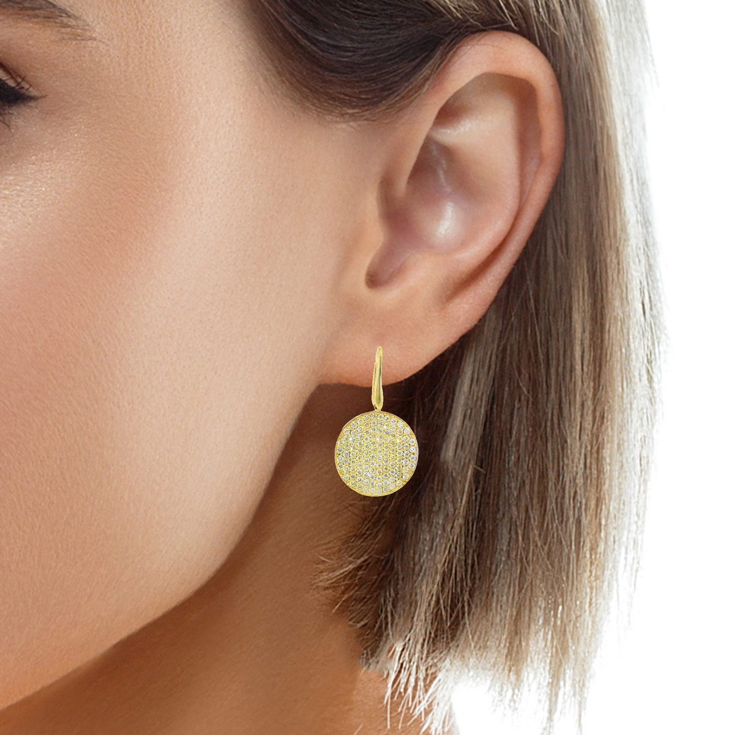 5.21CT Diamond Disc Earring 14k Yellow Gold