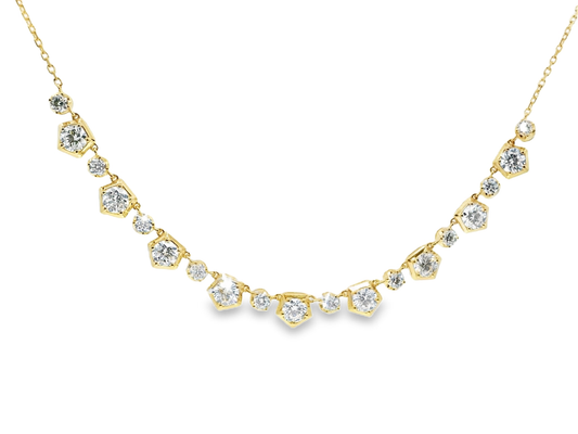 4.25CT Lab Diamond Necklace 14k Yellow Gold