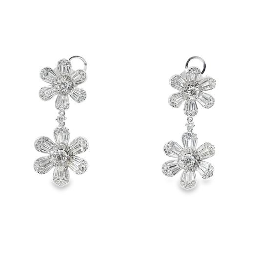 3.92CT Diamond 18k White Gold Earring