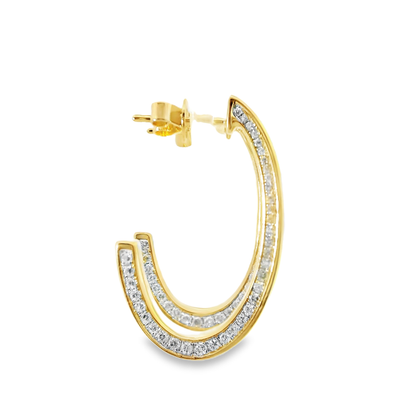0.97CT Diamond 14k Yellow Gold Earring
