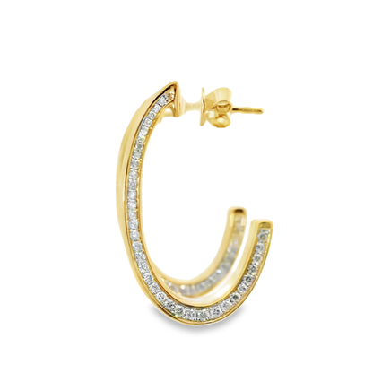 0.97CT Diamond 14k Yellow Gold Earring