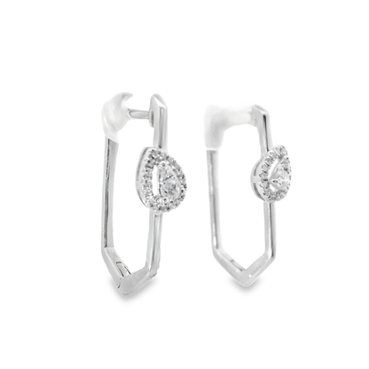 0.21CT Diamond Hoop 14k Rose Gold Earring