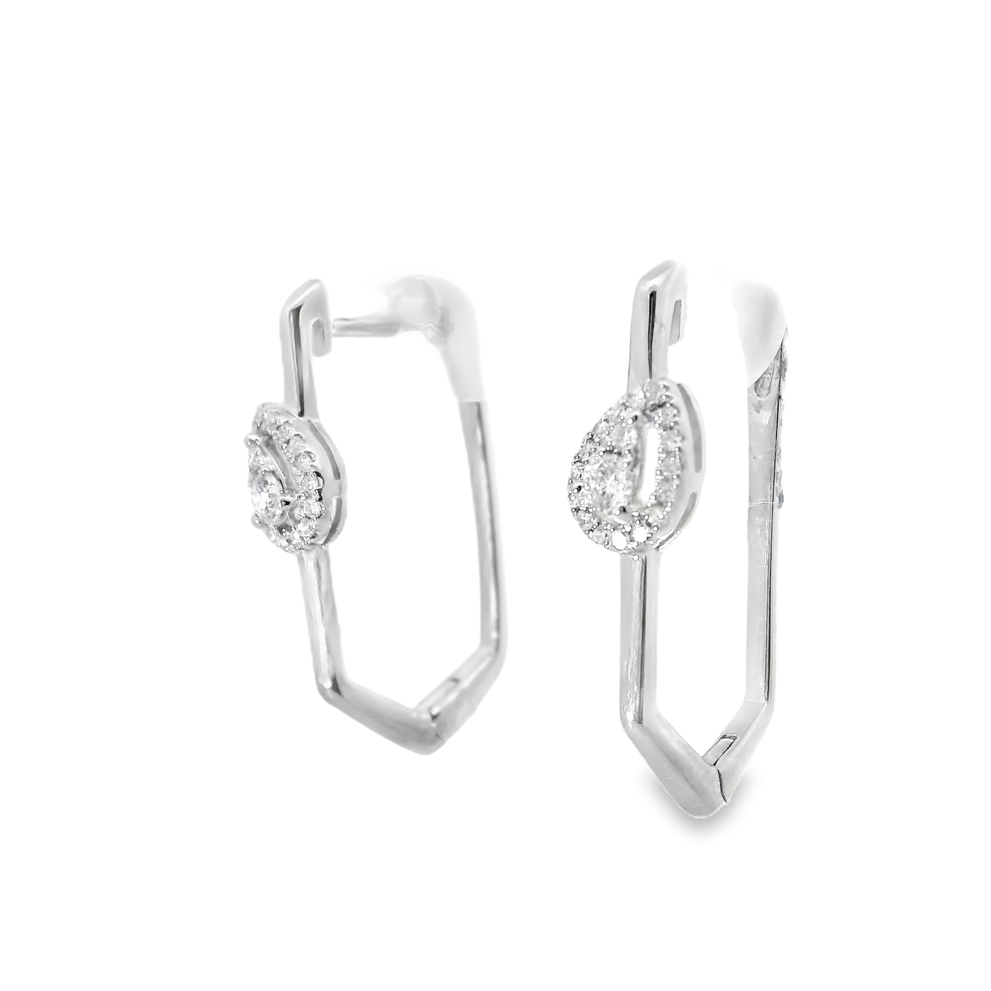 0.21CT Diamond Hoop 14k Rose Gold Earring