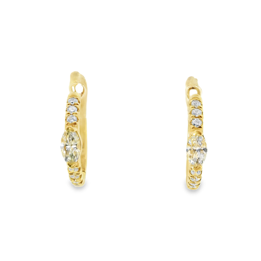 0.46CT Diamond Hoop 18k Yellow Gold Earring