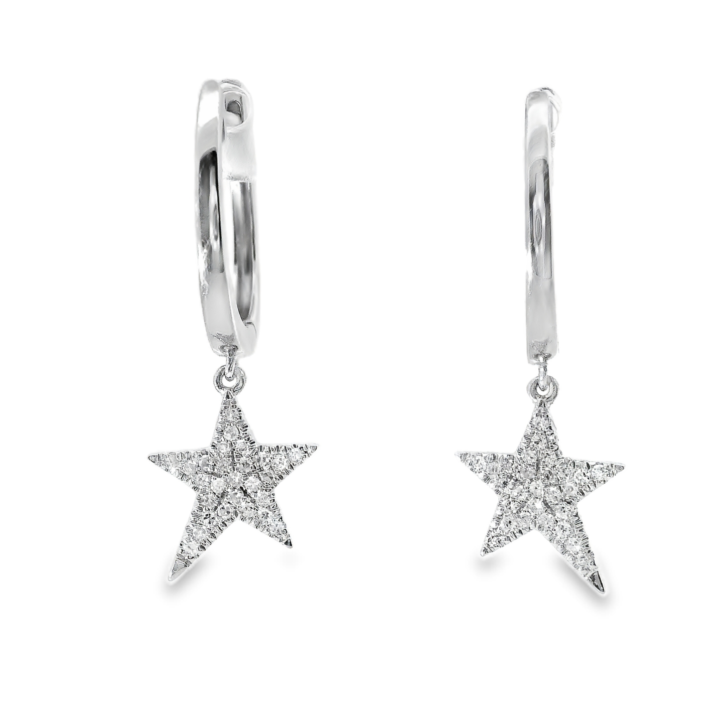 0.18CT Diamond 14k White Gold Star Earring